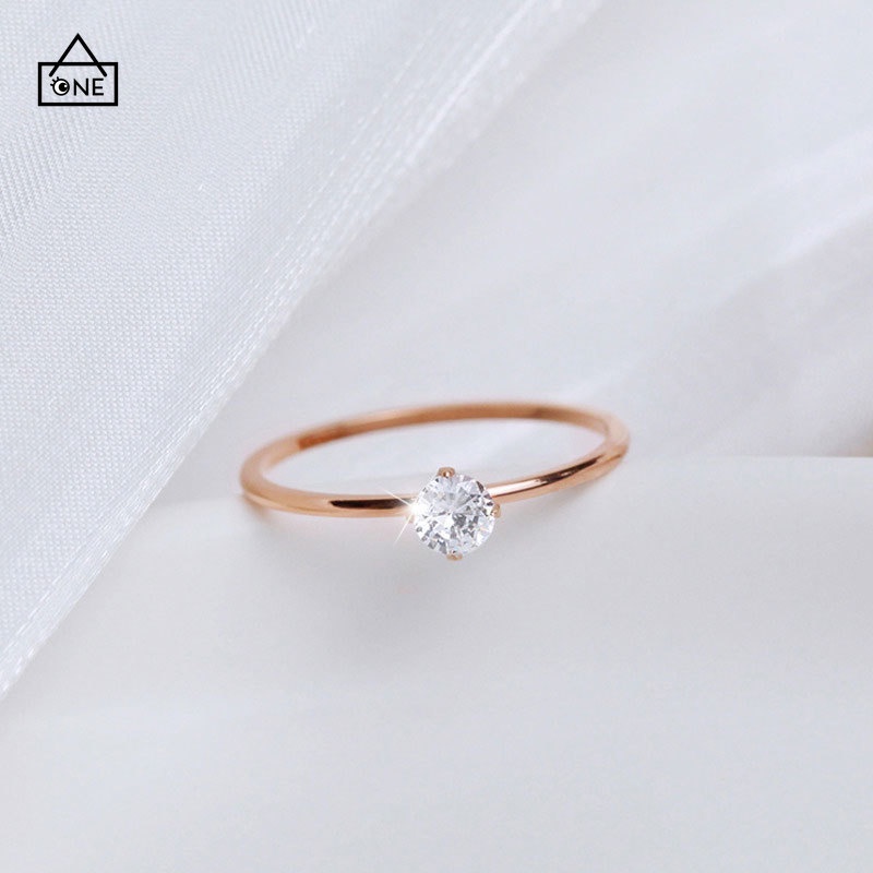 COD❤Cincin Wanita Berlian Korea, Aksesoris Perhiasan Cincin Baja Titanium Empat Cabang A one