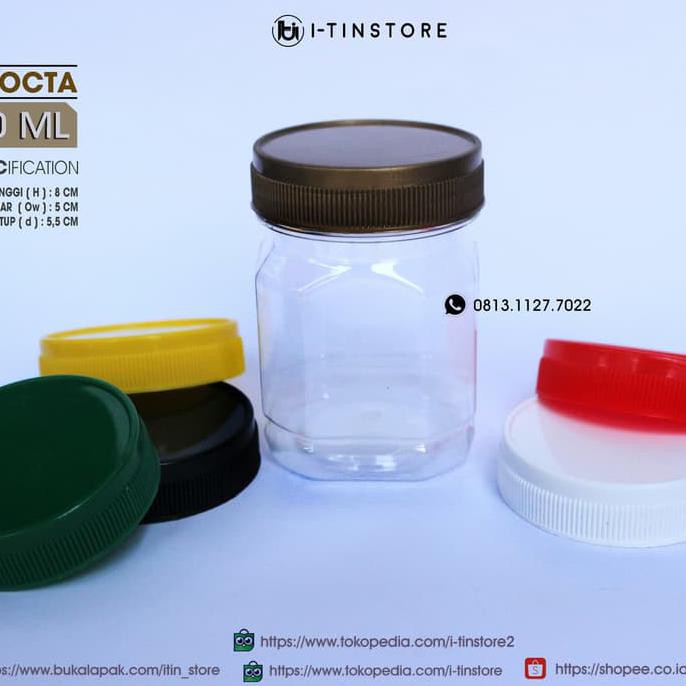 BOTOL PLASTIK PET JAR / TOPLES 100ML KOTAK SEGI DELAPAN /OCTAGON