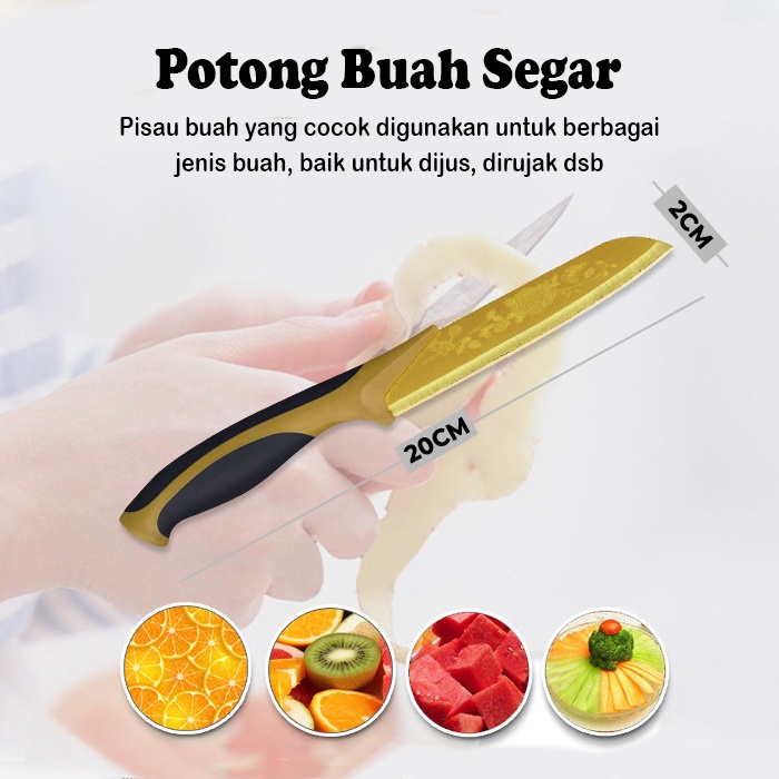 Set Pisau Dapur /  5in1 Pisau Serbaguna Motif Bunga / Pisau Jamin Tajam Best seller Pisau Anti Karat Knife set Bahan Premium Mewah (J24)