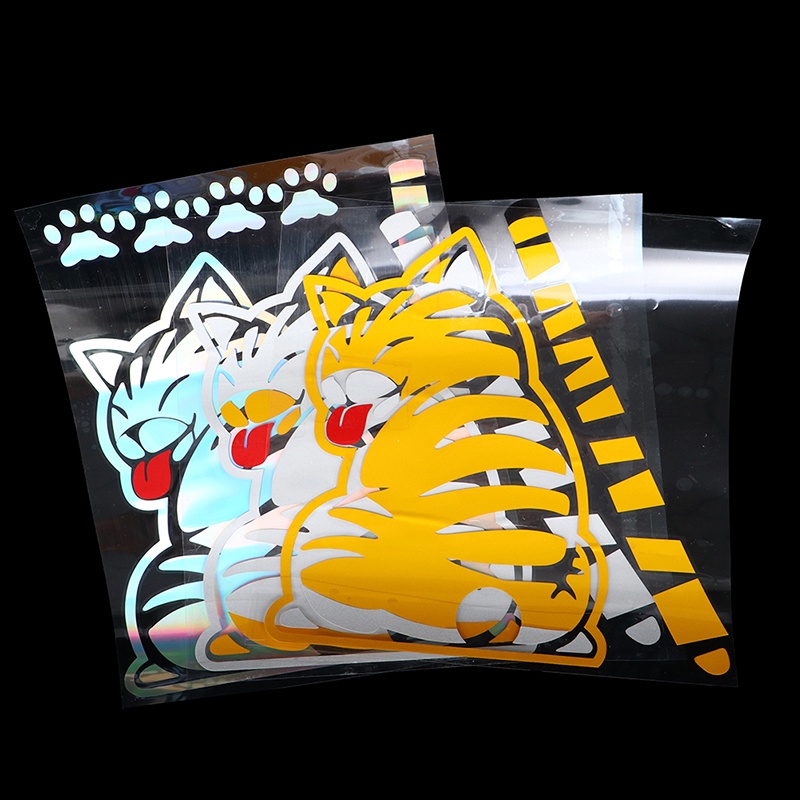 # Kaos T-Shirt Wanita Lengan Pendek Motif Print #Stiker Wiper Kaca Belakang Mobil Motif Kartun Kucing 3d