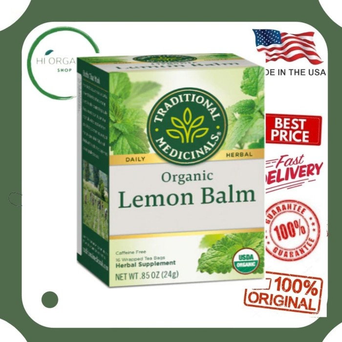 

Traditional Medicinals Medicinal organic Lemon Balm Tea Caffeine Free (BERKUALITAS)
