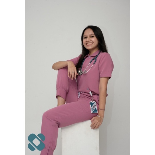 SCRB - Baju Scrub / Medical Scrubs / Baju Jaga - Volume 04 - Magenta THESCRB COLLAR snug trust_wear 