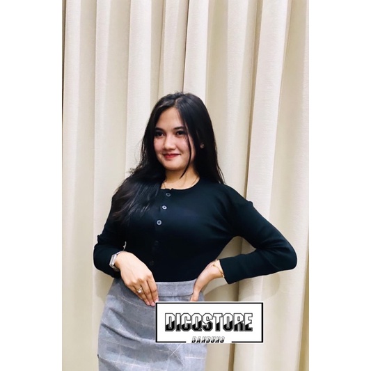 BAILEY CARDI RAJUT / ANGEL BOTON SKIRT / KARDIGAN CROP TOP-Hitam