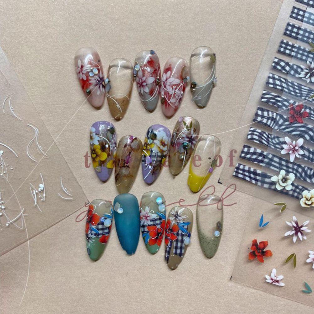 Agustina Nail Art Stiker French Ultra-Tipis Berwarna Bunga Golden Rose Aplikasi DIY Dekorasi Nail Art