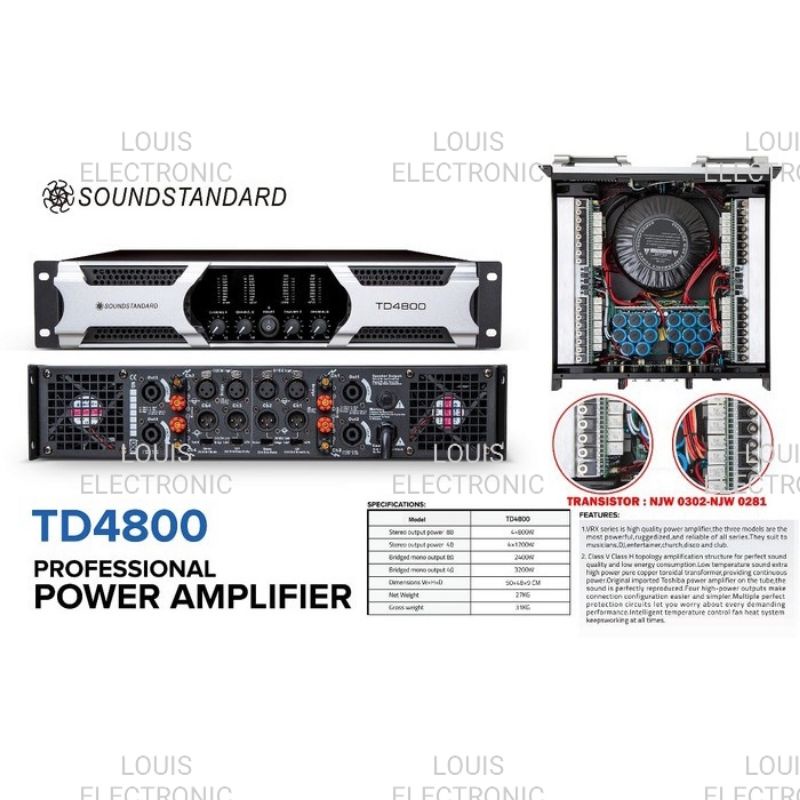 Power Amplifier SOUNDSTANDARD TD4800 TD 4800 4 Channel 4 X 800 Watt