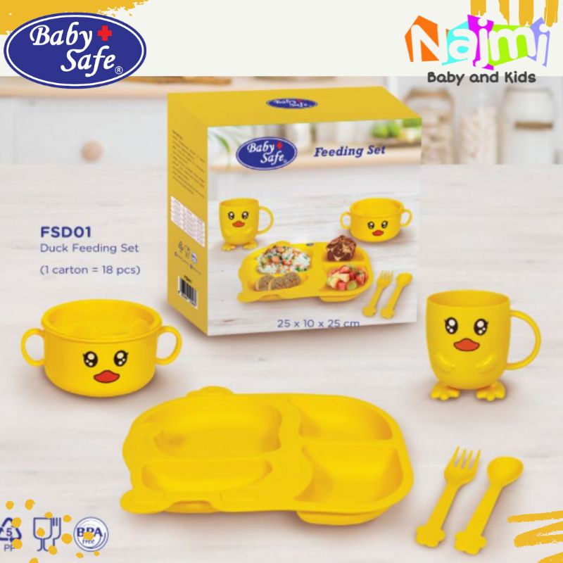 FSD01 Baby Safe Feeding Set Duck / Peralatan Makan Bayi Babysafe Gift Set