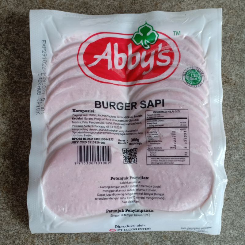 

Abby's Burger Sapi 300 gram