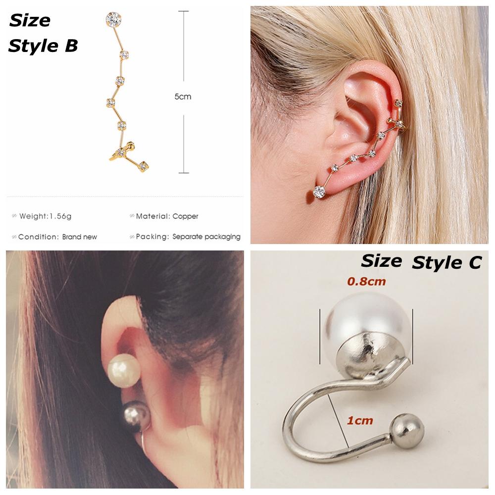 Preva 1/2Pcs Manset Telinga Zirkon 6mm 4mm Pesta Wanita Pria Perhiasan Non Piercing