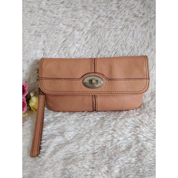 Fossil Maddox Wristlet Leather Dusty Pink Authentic/Preloved/Original