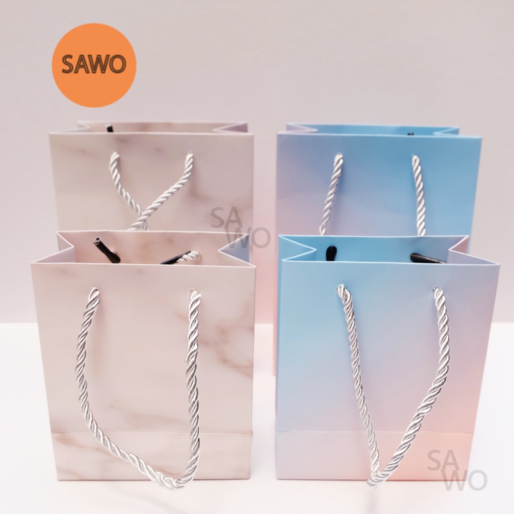 

Mini Paper Bag Kantong Kertas Marble Pink Biru Packaging Hadiah Souvenir Kado Ulang Tahun Bingkisan