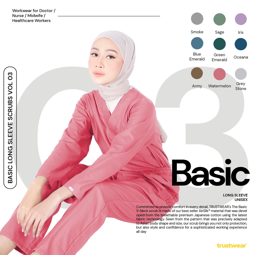 Doctor`s Scrub/Set Baju Celana Jaga OKA OK Perawat/Dokter Lengan Panjang III