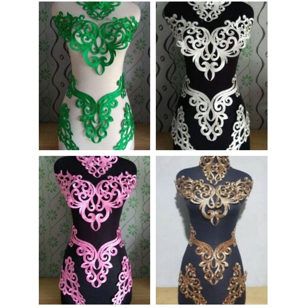 Toko Bekasi Timur Bordir Tempel Renda Tasik Ratu Hijau Putih Silver Pink Tembaga Hitam Gold Biru Ele