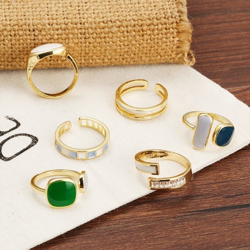 Cincin Jari Telunjuk Model Terbuka Lapisan Ganda Tidak Teratur Gaya Retro Korea Untuk Aksesoris