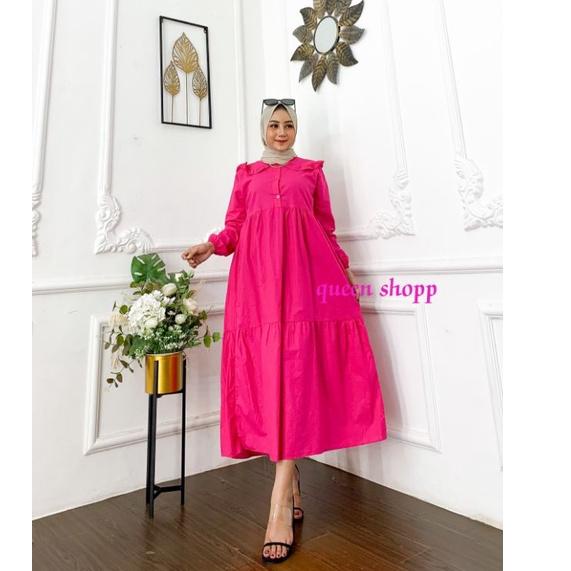 AHK9-5635/ ANNA DRESS JUMBO KATUN IMPORT LD 110 BY GROSIRPKL / MIDI DRESS WANITA POPLIN PREMIUM  Ser