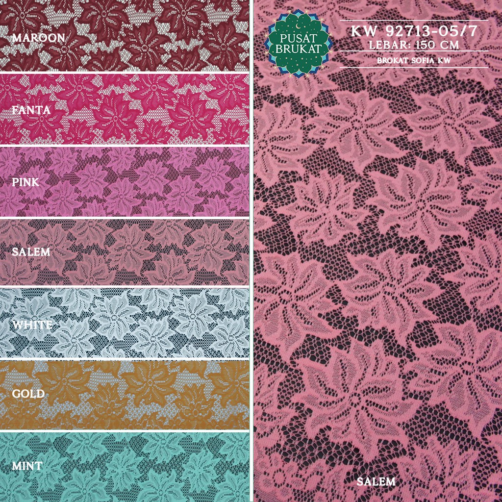 KAIN BRUKAT LACE KEBAYA METERAN / BROKAT MALIKA MOTIF BUNGA  - NOVA KW 92713 [harga per 0.5m]