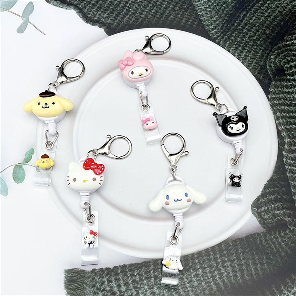 Nickolas1 Retractable Badge Reel My Melody Hospital ID Card Klip Klip Kartu Kerja Cinnamoroll Kartu Siswa Perawat Badge Holder