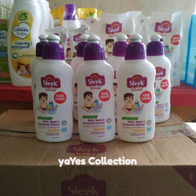 Sleek baby bottol bottle nipple 150 ml cleanser food grade pencuci cuci botol dot mainan asesoris