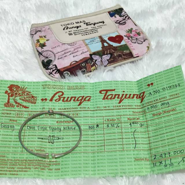 Gelang Emas Putih Tiffany Tifany T-Bangle