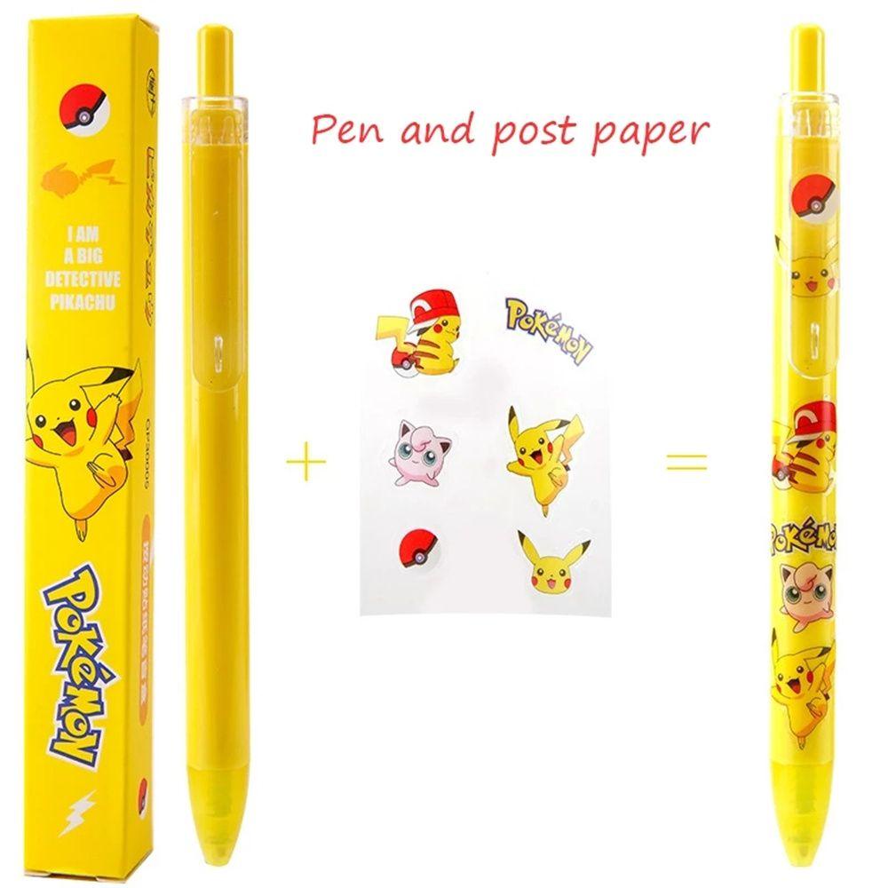 NICKOLAS1 Pikachu Pena Siswa Lucu DIY Set Press Netral Anime Figure Tanda Blind Box Pulpen