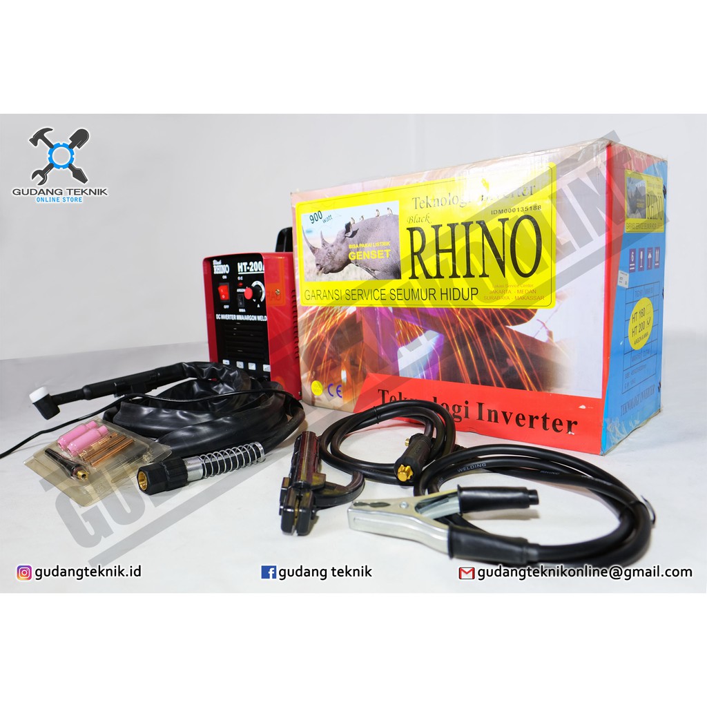 Mesin Las Argon TIG Black Rhino HT-200 Trafo Las Inverter