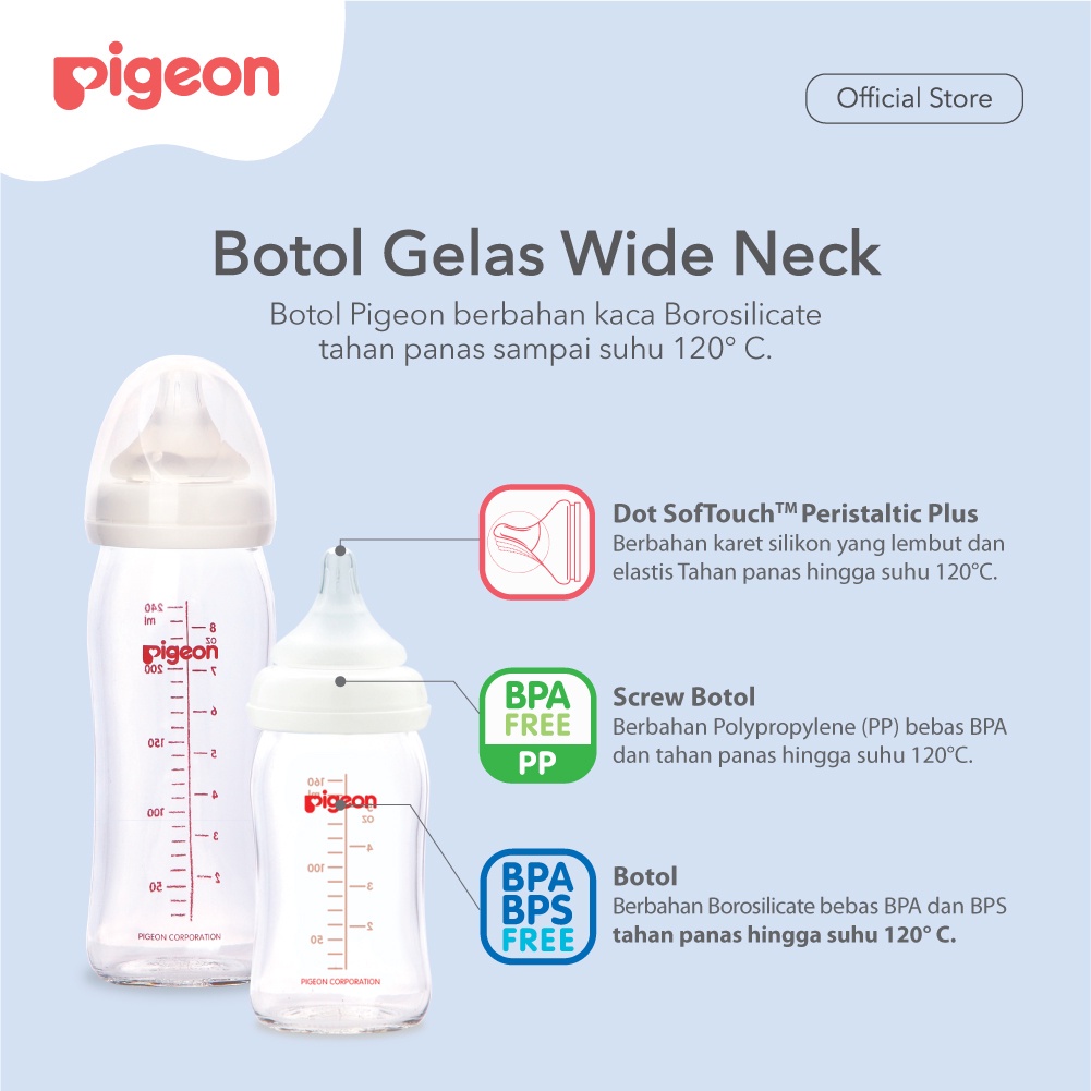 Pigeon Botol Susu Kaca Wide Neck - 240ml