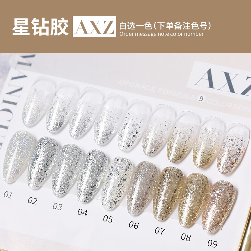 AS AXZ Glitter Nail Gel Polish 15ml / Kutek Gel AS Glitter / GlitterGel Polish / Glitter Gel Polish AS AXZ