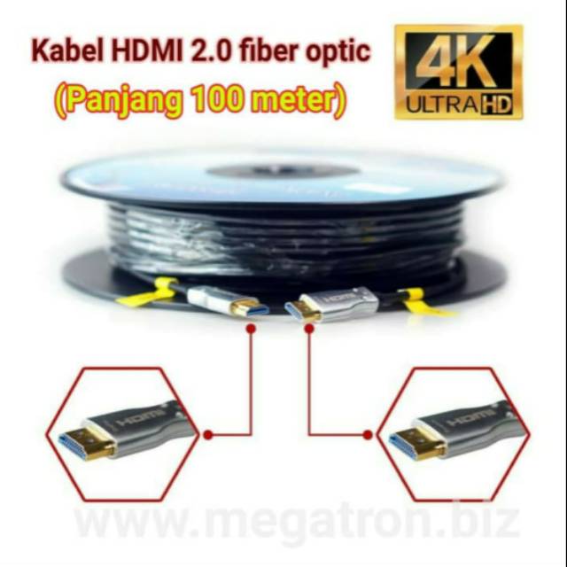 Kabel HDMI to HDMI 100m V2.0 Fiber Optic - Support 4K 60fps HDR - High Quality