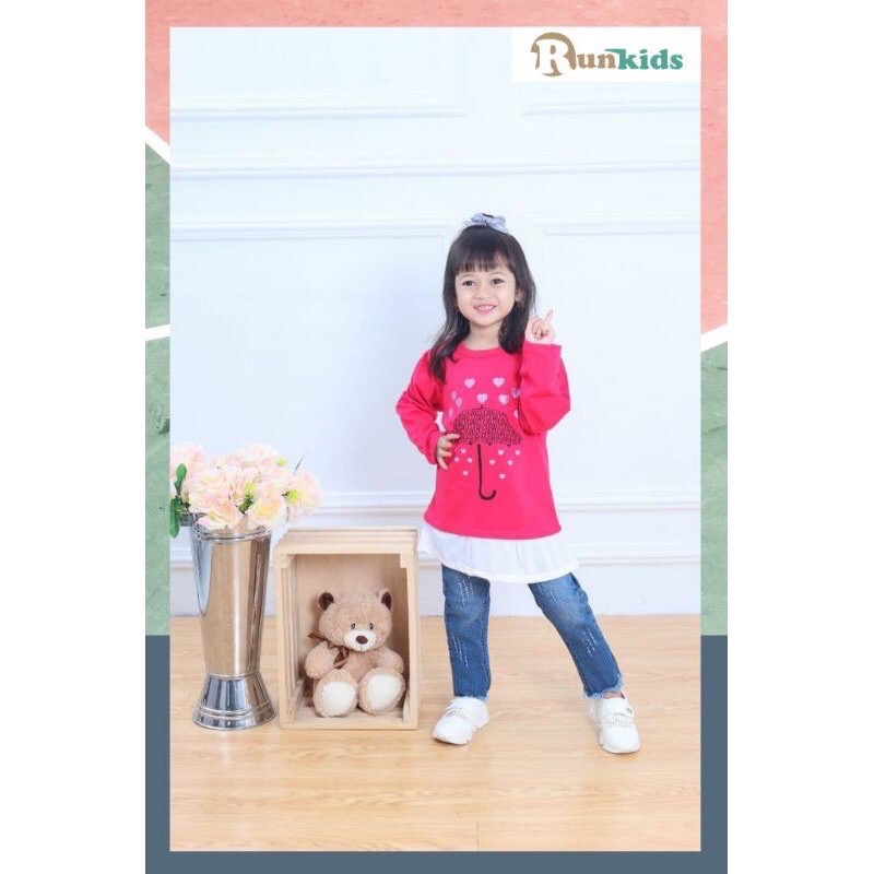 Longsleeve Girls Runkids 2-10 Tahun kaos lengan panjang anak perempuan