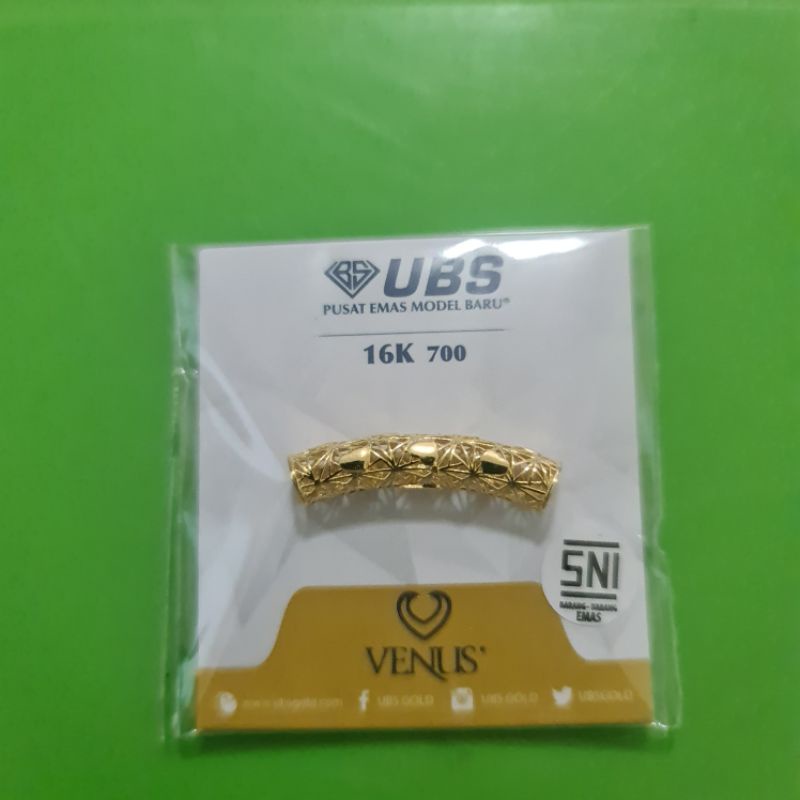 Charm mainan gelang pipa pendek motif love UBS kadar 700 16K