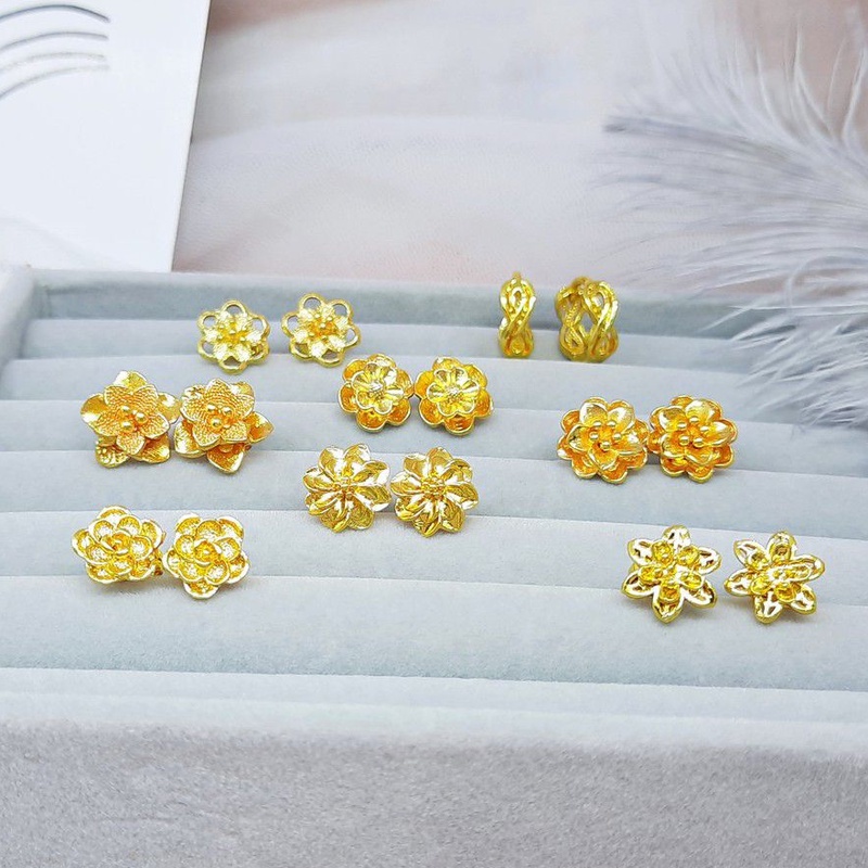 Anting Bunga Tusuk Warna Gold Xuping Lapis Emas - BE237