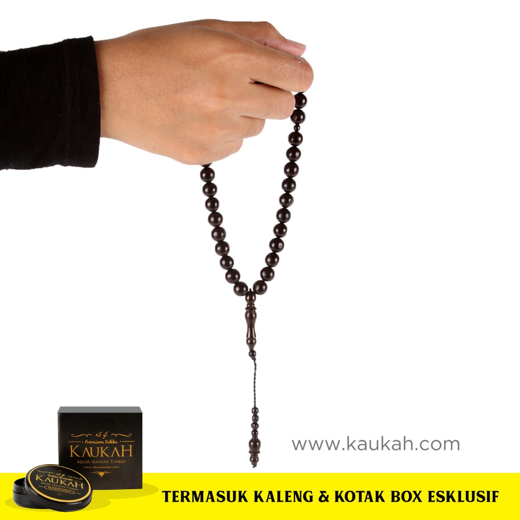 Tasbih Kokka 33 Biji Bulat Hitam Premium - by Kayu Kaukah - 33H