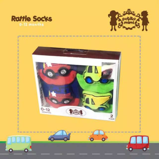 2 Psg Kaos Kaki Rattle Socks Bayi PETITE MIMI 0-12 bulan HIGH QUALITY