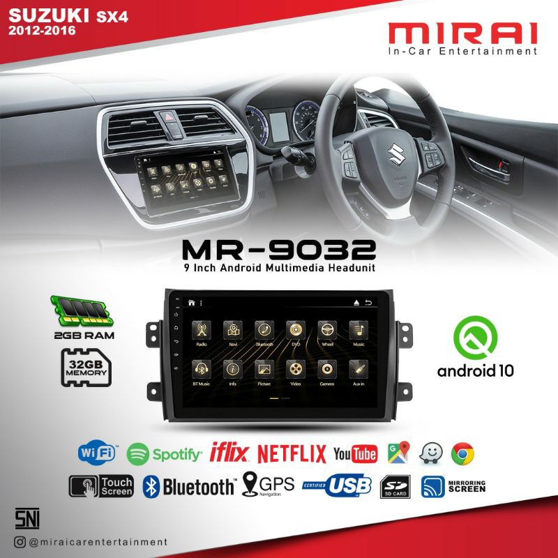 Head unit oem sx4 - tv android sx4 - tv android mirai mr9032 9 inch