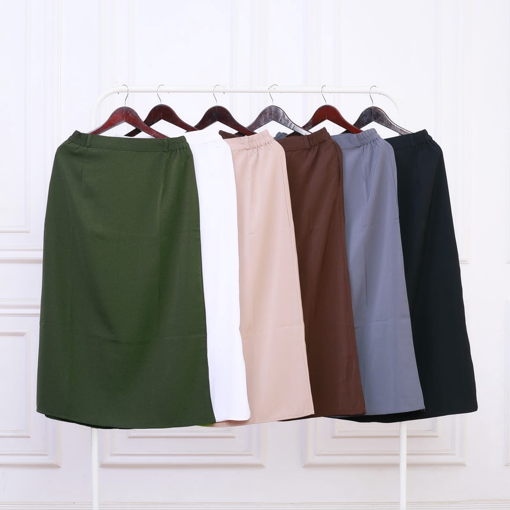 Rok Kerja Wanita Maxi Skirt -Rok Line A Polos Size S-L5