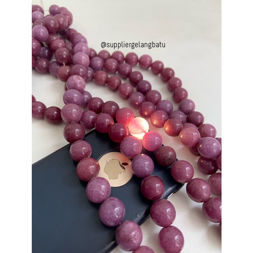 batu Brazil Purple Lavender Chalcedony 14mm natural kalsedon akik ungu bahan kalung gelang giok natural etnik vintage elegan