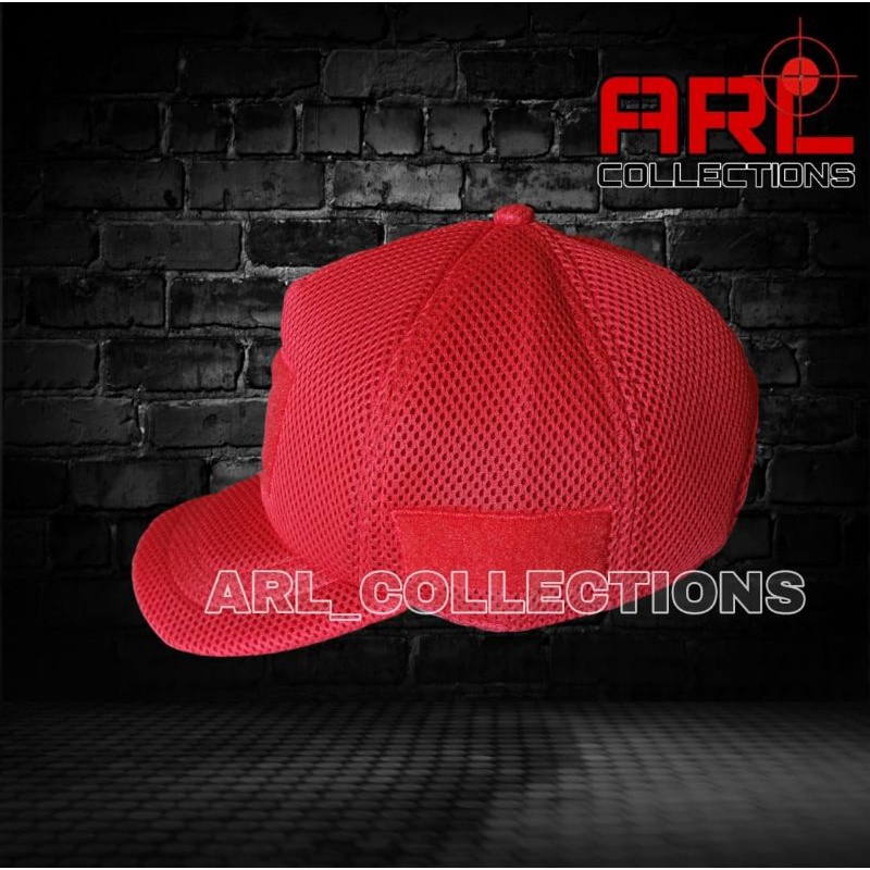 topi jala army double mes merah / topi jaring velcro tactical