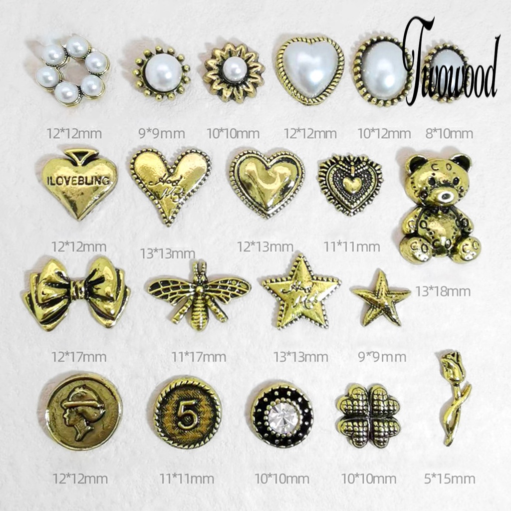 10 Pcs Ornamen Kuku Bentuk Bunga Beruang 3D Bahan Alloy Tahan Karat Untuk Dekorasi Nail Art