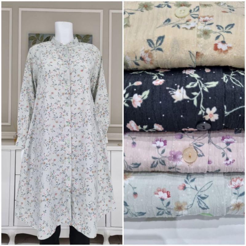 Kemeja tunik Kringkle print Bunga ori by Edness kayla