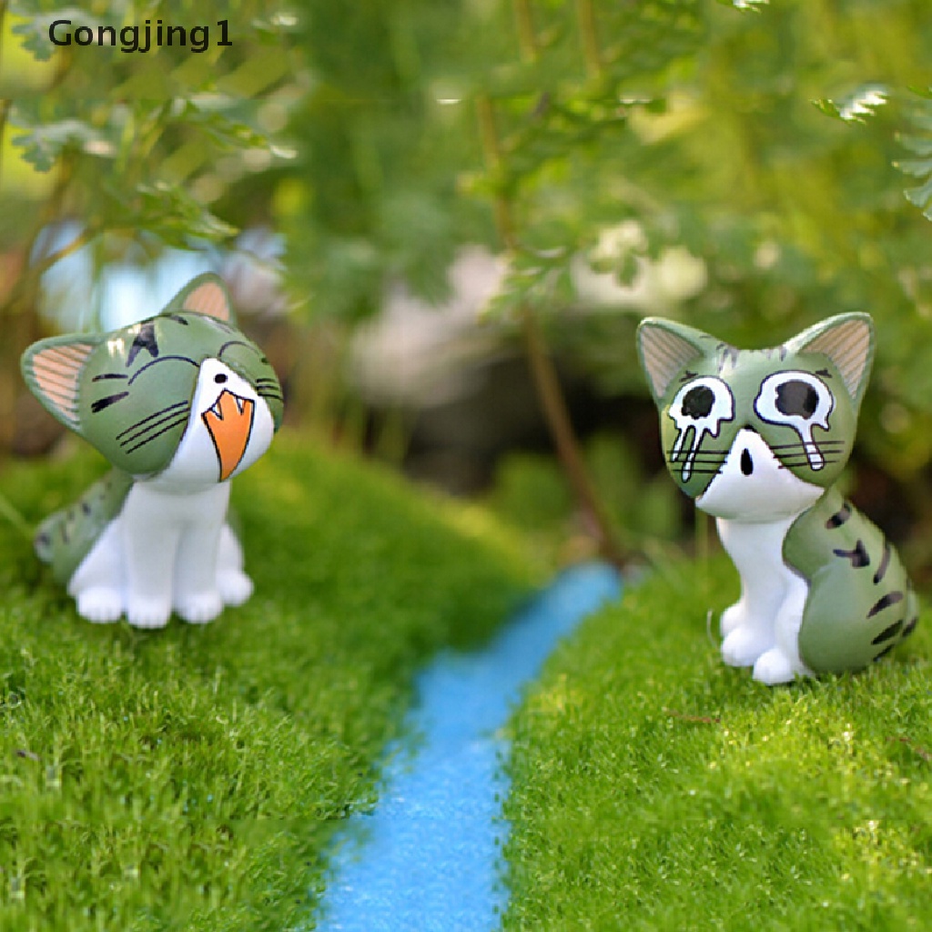 Gongjing1 8pcs Miniatur Kucing Keju Kawaii Bahan Resin Untuk Dekorasi Taman