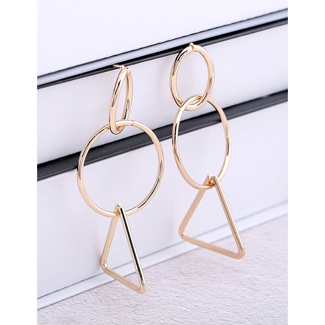 LRC Anting Tusuk  Fashion Gold Circle Earrings F56938