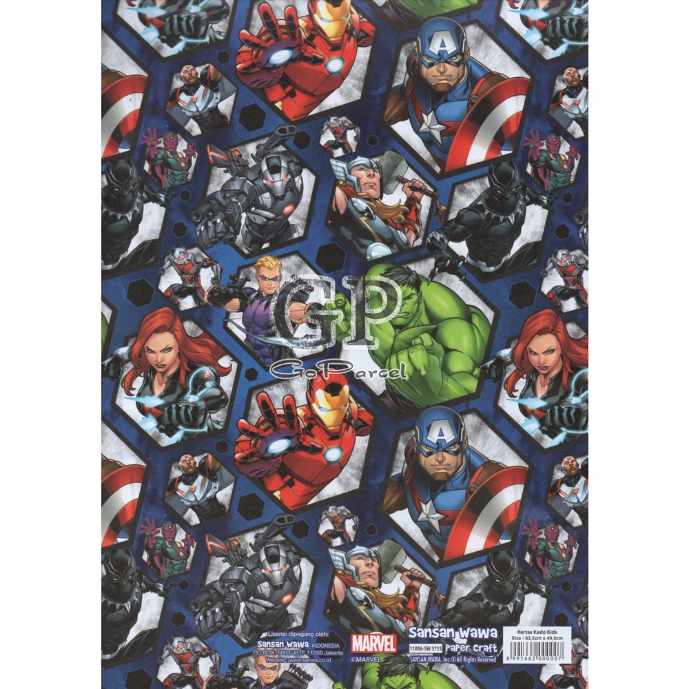 ( 5 Lembar ) HEROES SANWA - KERTAS KADO AVENGERS /SUPERHEROES - GIFT WRAP PAPER SANSAN WAWA SPIDERMAN BATMAN SUPERMAN IRONMAN CAPTAIN AMERICA / DC COMIC / MARVEL / JUSTICE LEAGUE  / SUPERHERO / HULK