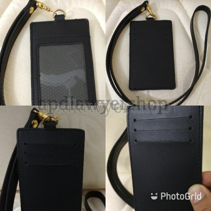 

BISA BAYAR DITEMPAT Name Tag Id Card Holder Tali Kulit Hitam Dof 4 Slot Card Bagus TERMURAH Kode 299