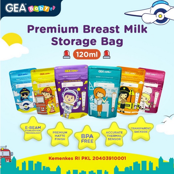 ♥️Nafris♥️GEA 120ml ,kantong kantung gea asi bayi baby breast milk bag storage|Pattern Edition|Profession Boy &amp; Girl Edition