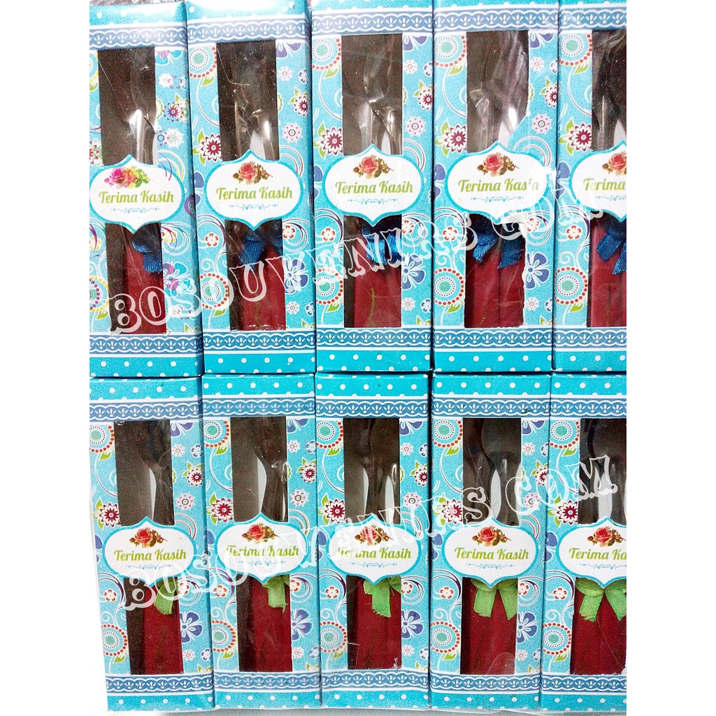 Terlaris Souvenir Pernikahan Sendok Garpu kemasan Box motif Grosir