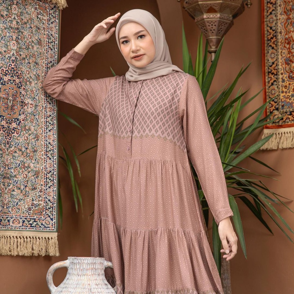LATEEFA DRESS XXL DUSTY PINK COLOR HEAVEN LIGHTS HL READYSTOCK FREEBOOK