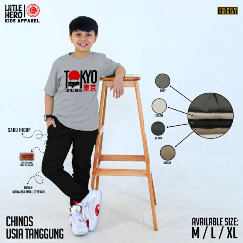 Celana Panjang Anak laki laki harian chinos murah umur 6 7 8 9 10 11 12 tahun bahan katun twill