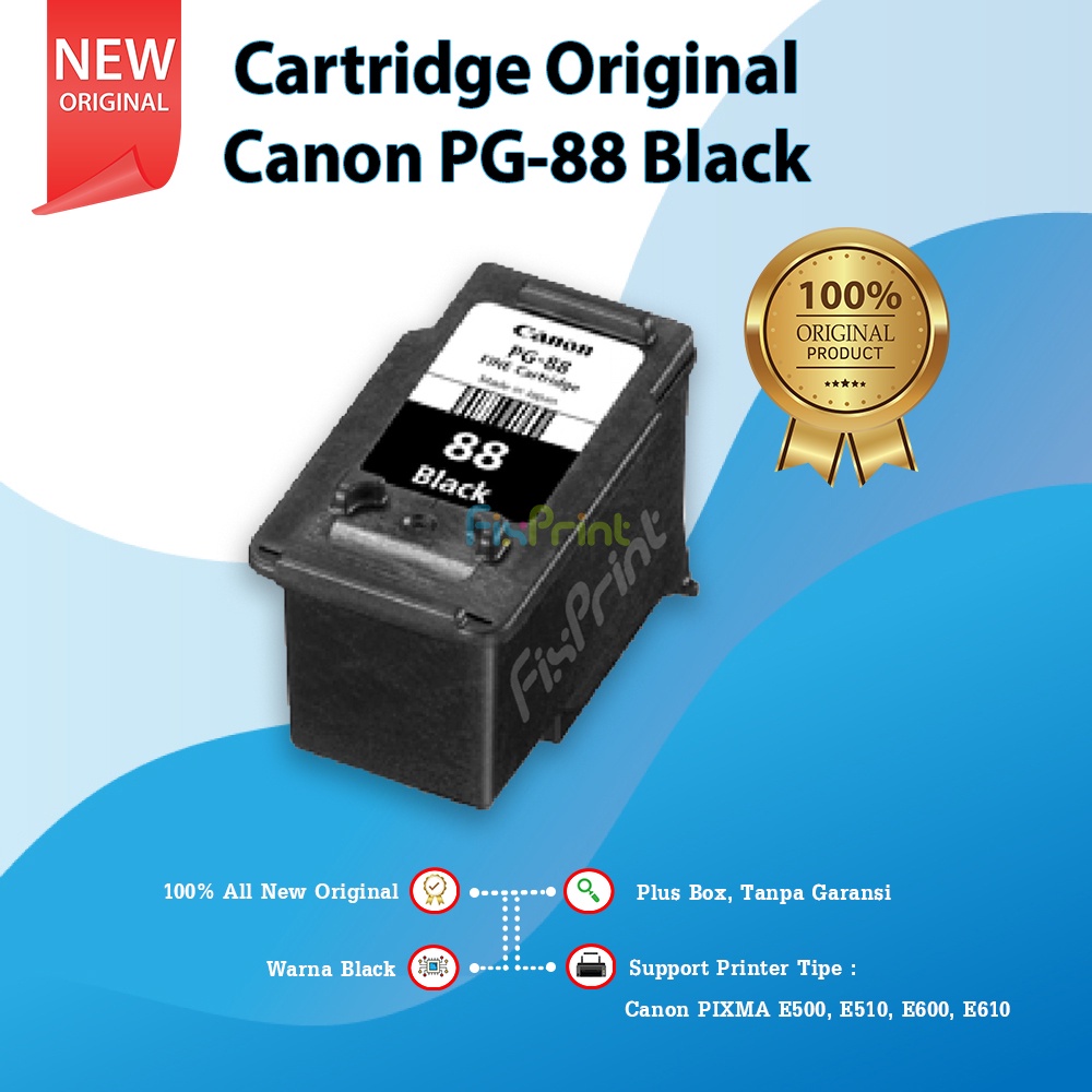 Cartridge Tinta Canon PG88 PG 88 PG88 Black Original Refill Printer Pixma E500 E510 E600 E610