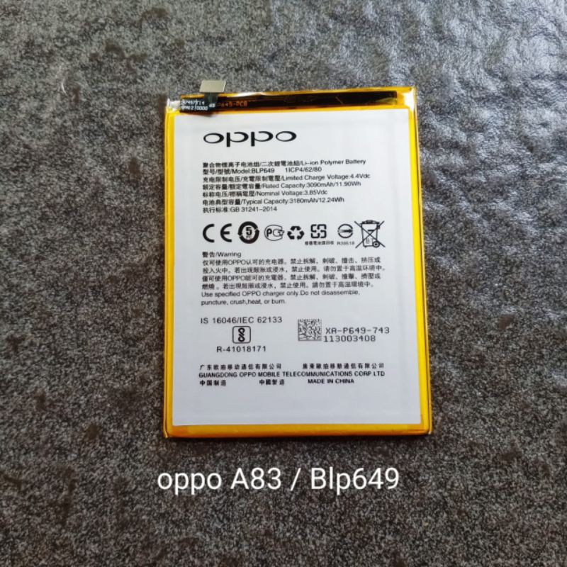 Baterai Oppo A83 BLP649 BLP 649 battery batre baterei batere batray batrai