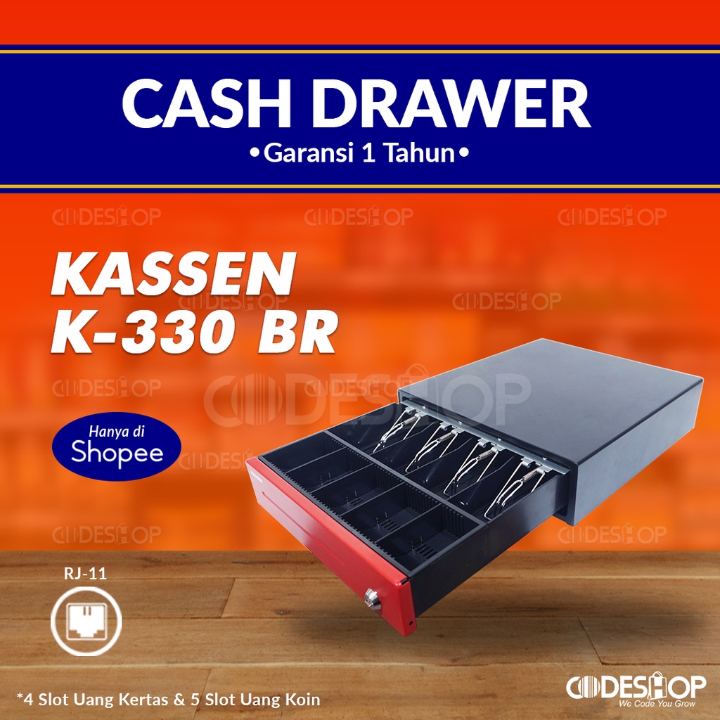 Kassen K330-BR Cash Drawer Laci Kasir Black Red