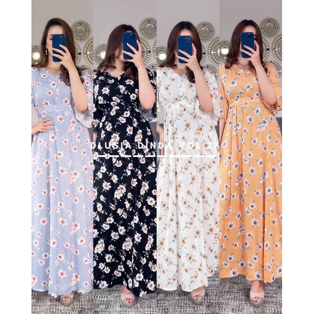 Daster arab DLUSIA DINDA Long Dress Homey Rayon Lengan Lonceng